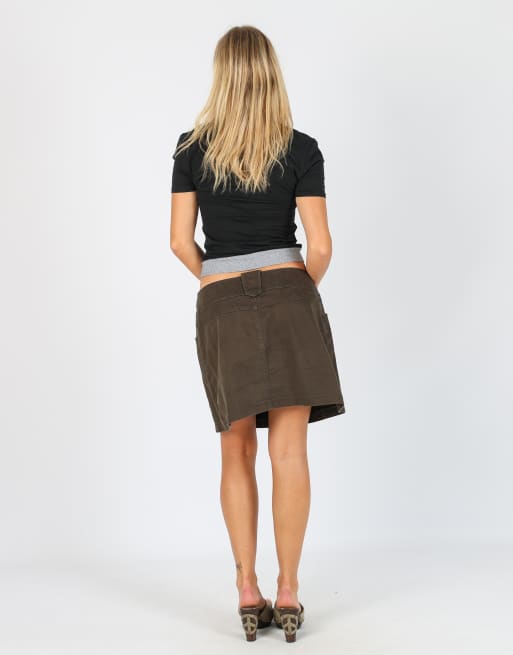 Vintage Esisto M denim mini skirt in dark green, 3 of 4
