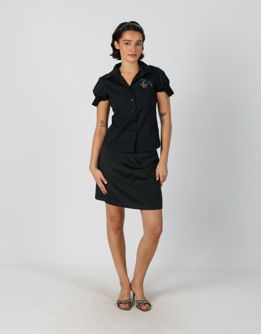 Vintage Esisto M woven mini skirt in black, 1 of 4