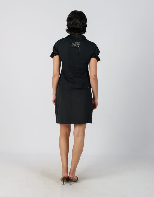 Vintage Esisto M woven mini skirt in black, 3 of 4