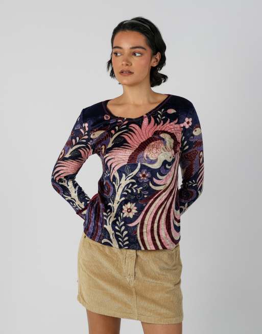 Vintage Esisto S long sleeve top in purple, 3 of 4