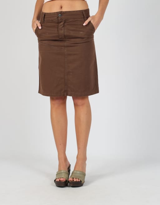 Vintage Esisto XS woven midi skirt in brown, 2 of 4