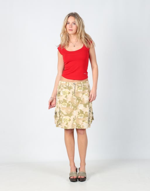 Vintage Espirit M woven mini skirt in khaki green