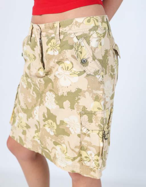 Vintage Espirit M woven mini skirt in khaki green, 4 of 4