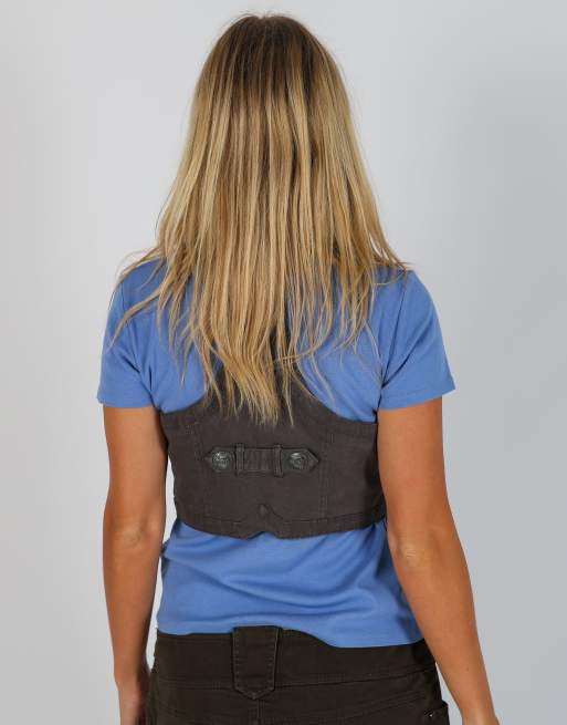 Vintage Espirit S denim waistcoat in charcoal grey, 2 of 4