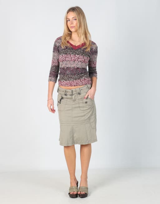 Vintage Espirit S woven midi skirt in grey