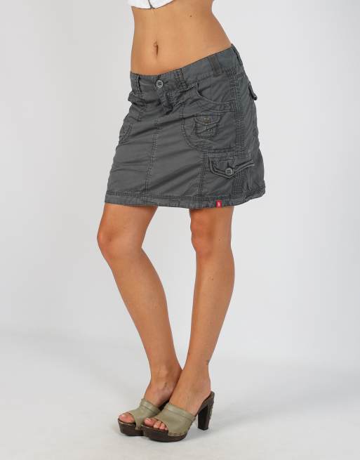 Vintage Espirit S woven mini skirt in charcoal grey, 2 of 4