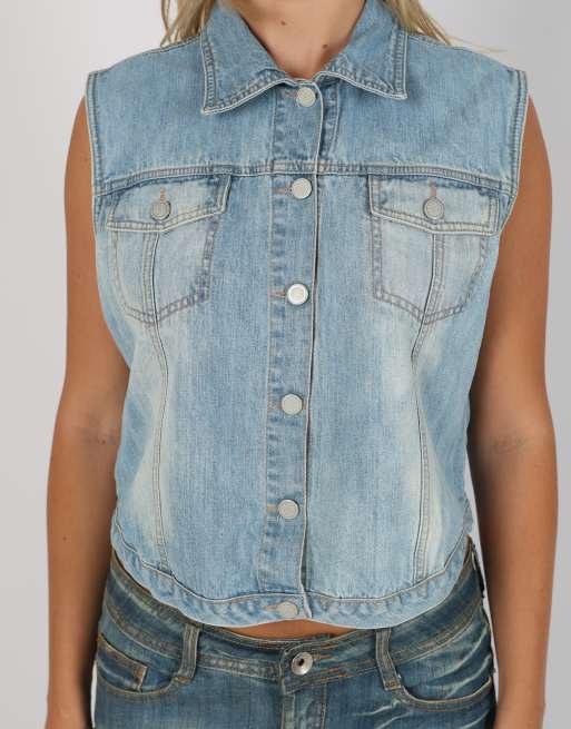 Vintage Estelle S denim waistcoat in light blue, 4 of 4