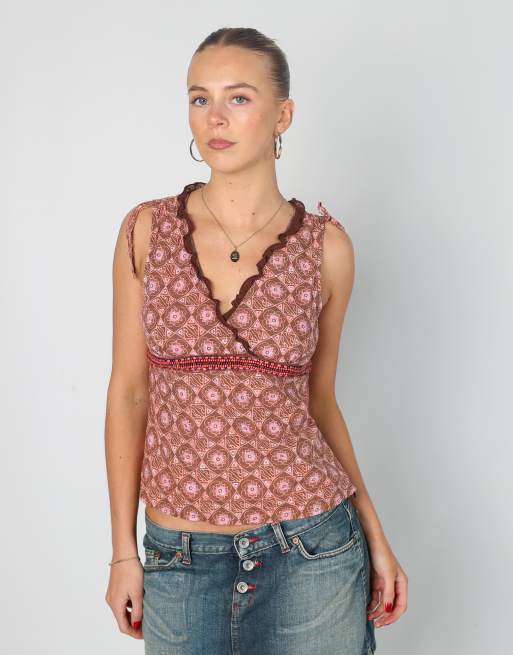 Vintage Etam S cami in brown