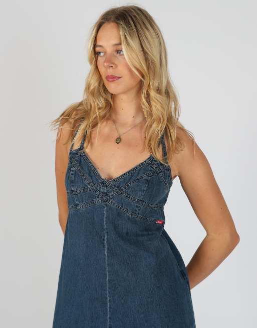 Vintage Ethic M denim midi dress in blue, 2 of 4