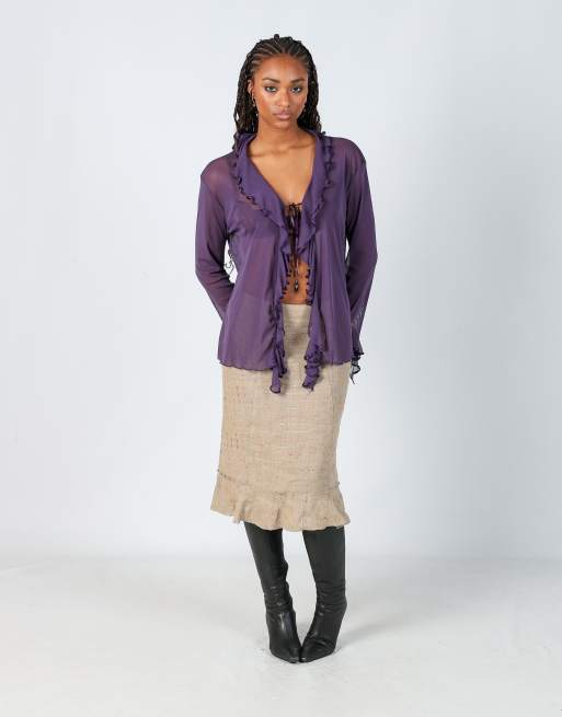 Vintage Ethic S woven midi skirt in beige