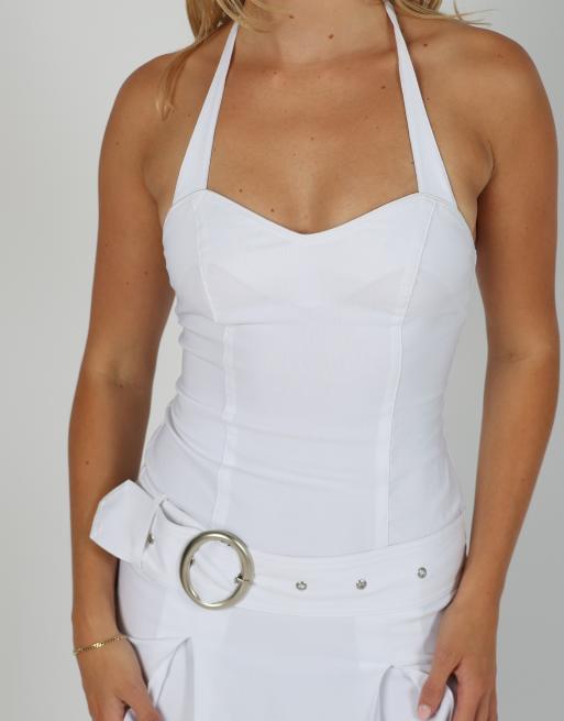 Vintage Euronova S woven mini dress in white, 4 of 4