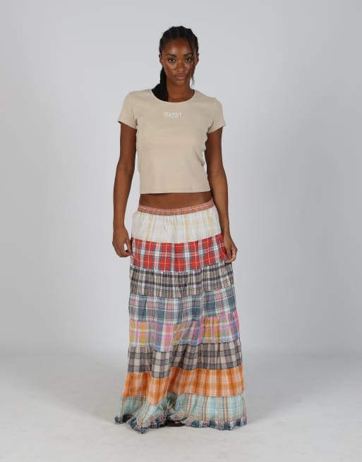 Vintage Event M woven maxi skirt in multi colured