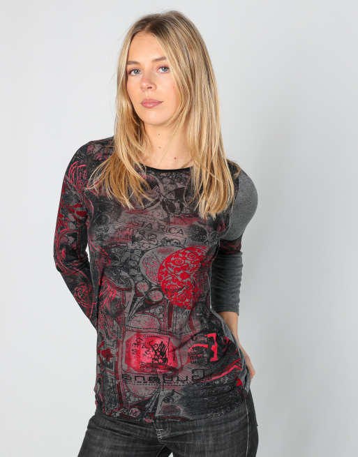 Vintage Evero S long sleeve top in charcoal grey