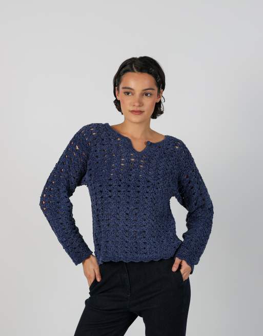 Vintage Evidence M knitted jumper in blue, 1 of 4