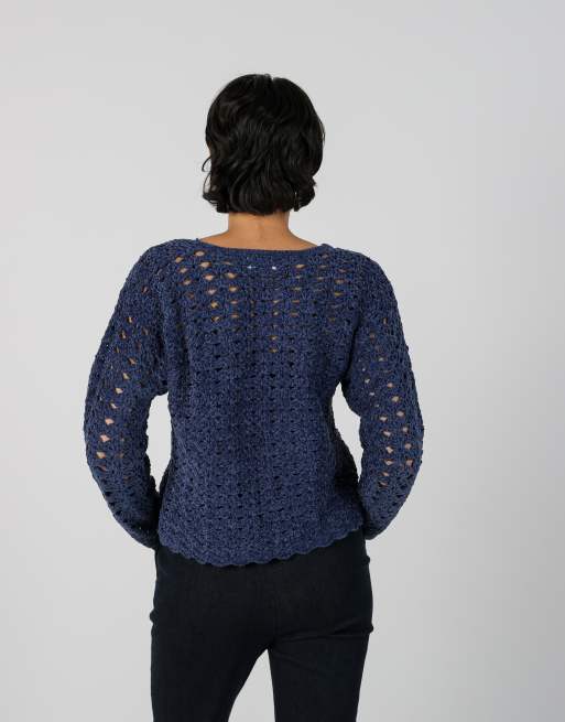 Vintage Evidence M knitted jumper in blue, 2 of 4