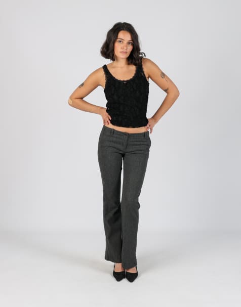Vintage Evielle XS formal trousers in charcoal grey - view 1