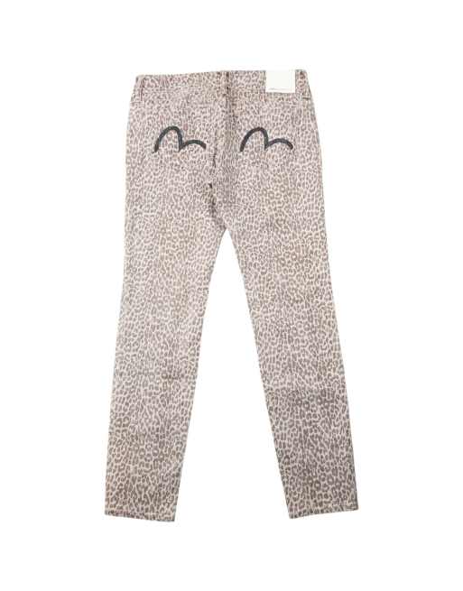 Vintage Evisu Double Gull Leopard Print Japanese Denim Jeans Size W30