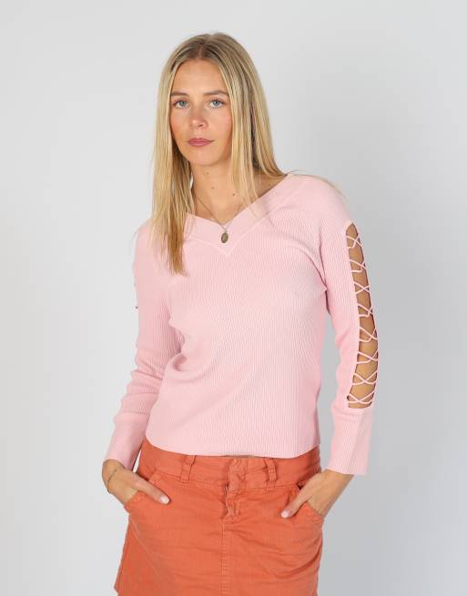 Vintage Excellent S long sleeve top in baby pink