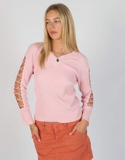 Vintage Excellent S long sleeve top in baby pink, 3 of 4