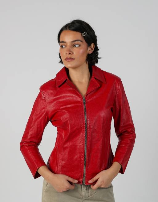 Vintage Exo S leather jacket in red, 3 of 4
