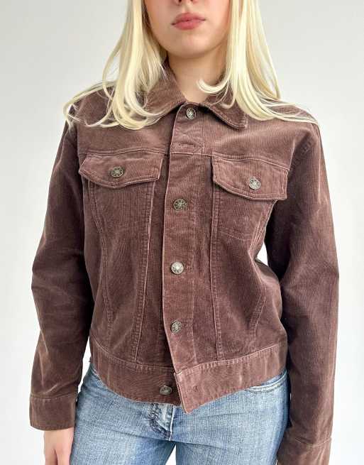 Vintage extra small corduroy trucker jacket in dark brown, 1 of 4
