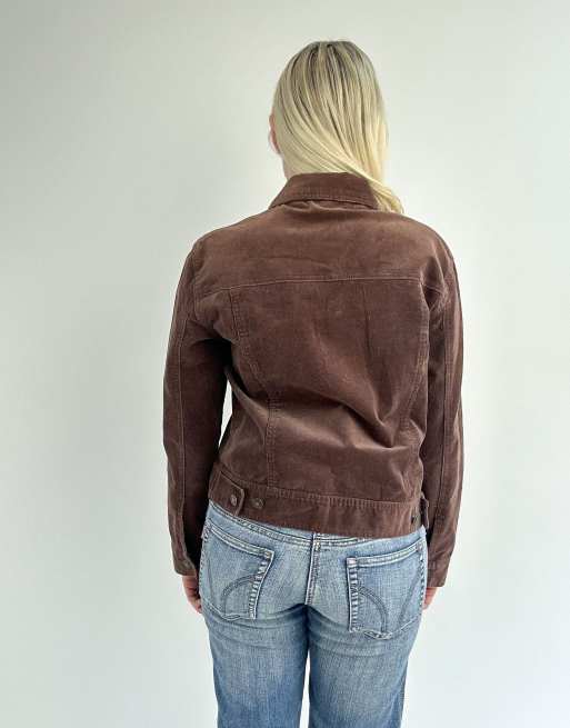 Vintage extra small corduroy trucker jacket in dark brown, 2 of 4