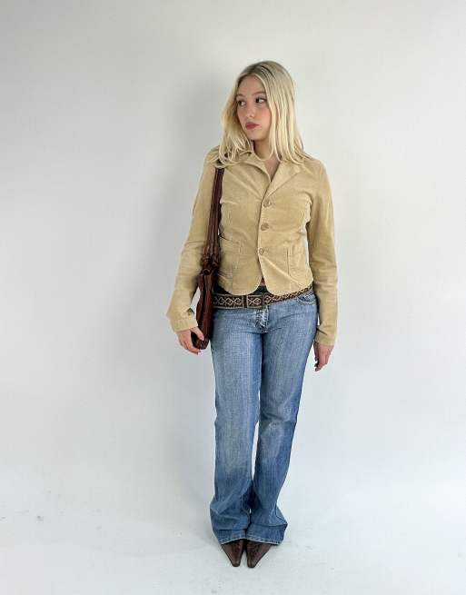 Vintage extra small fitted corduroy blazer in cream, 4 of 4