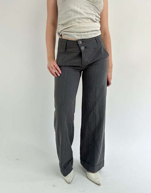 Vintage extra small pinstripe wide leg trousers in grey, 1 of 4