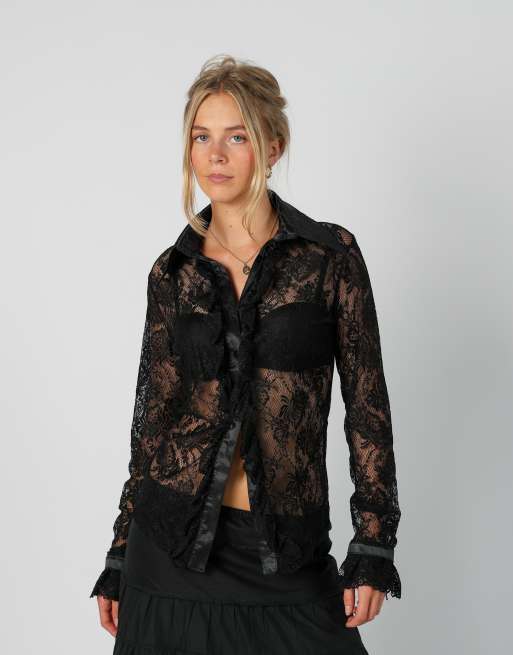 Vintage EXTYN Italia M blouse in black, 1 of 4