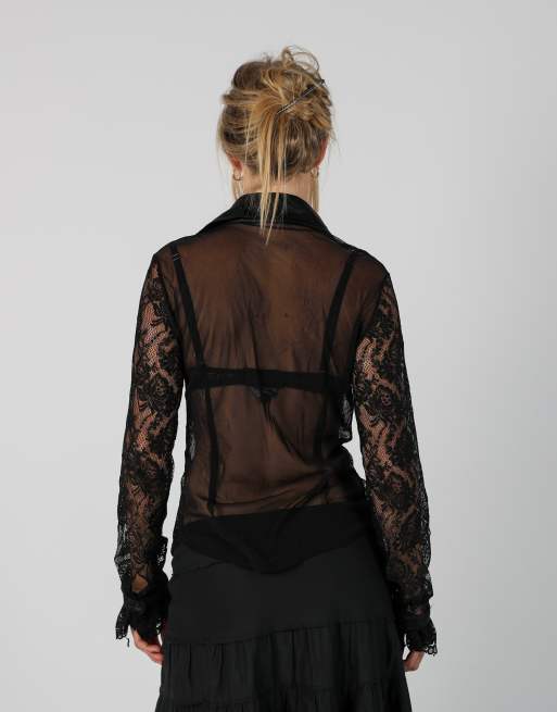 Vintage EXTYN Italia M blouse in black, 2 of 4