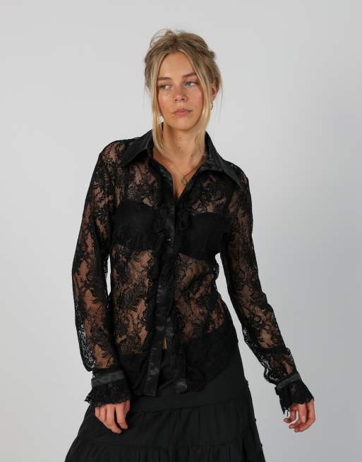 Vintage EXTYN Italia M blouse in black, 3 of 4