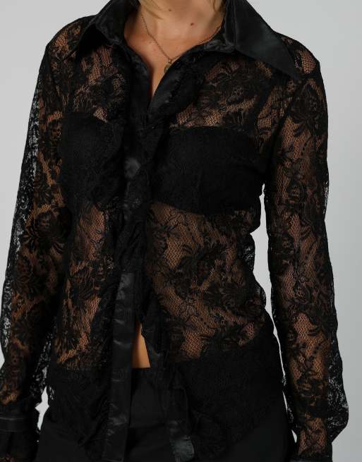 Vintage EXTYN Italia M blouse in black, 4 of 4