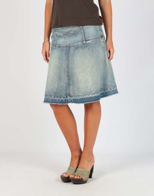 Vintage EXTYN Italia S denim midi skirt in light blue, 2 of 4
