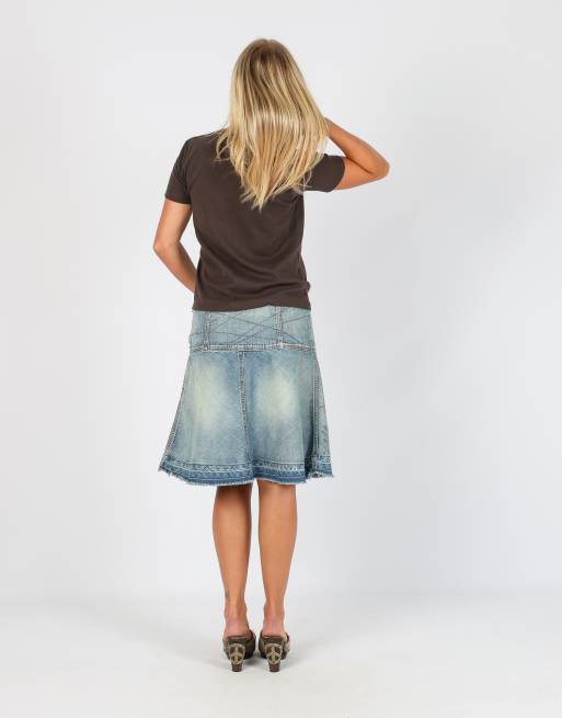 Vintage EXTYN Italia S denim midi skirt in light blue, 3 of 4