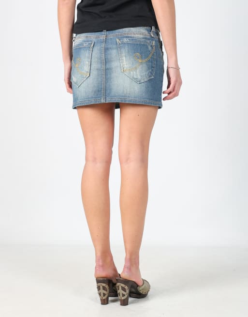 Vintage EXTYN Italia S denim mini skirt in blue, 2 of 4