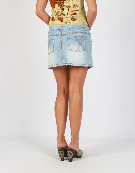 Vintage EXTYN Italia S denim mini skirt in light blue, 4 of 4