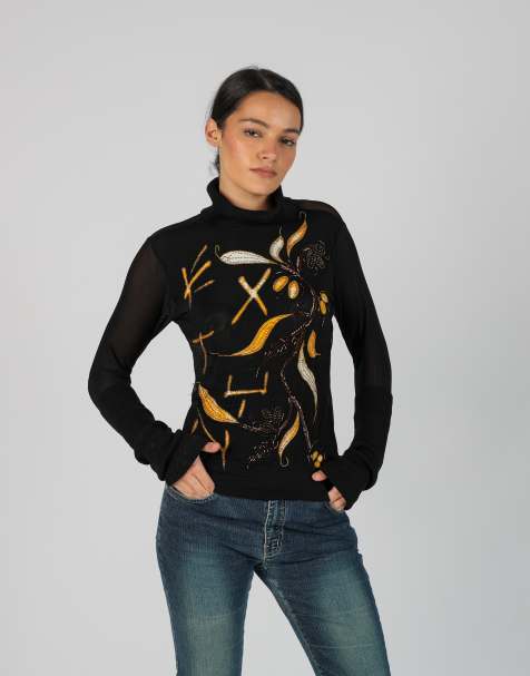 Vintage EXTYN Italia S long sleeve top in black - view 1