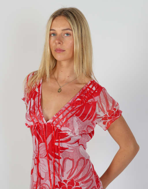 Vintage EXTYN Italia S mesh midi dress in red, 2 of 4