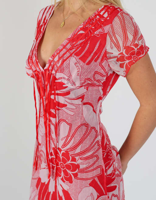 Vintage EXTYN Italia S mesh midi dress in red, 4 of 4