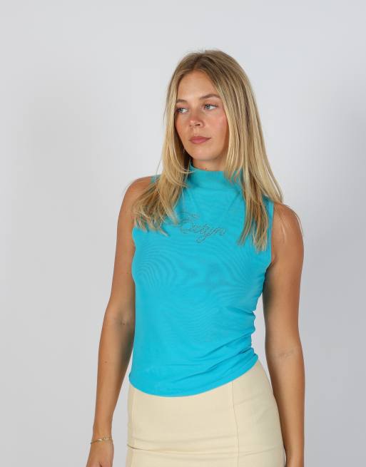 Vintage EXTYN Italia S mesh top in blue, 3 of 4