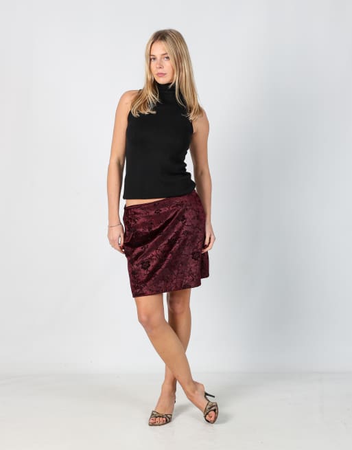 Vintage EXTYN Italia S woven midi skirt in burgundy red