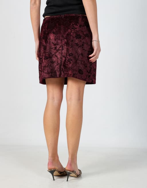 Vintage EXTYN Italia S woven midi skirt in burgundy red, 4 of 4
