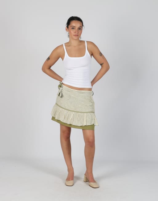 Vintage EXTYN Italia S woven mini skirt in light green