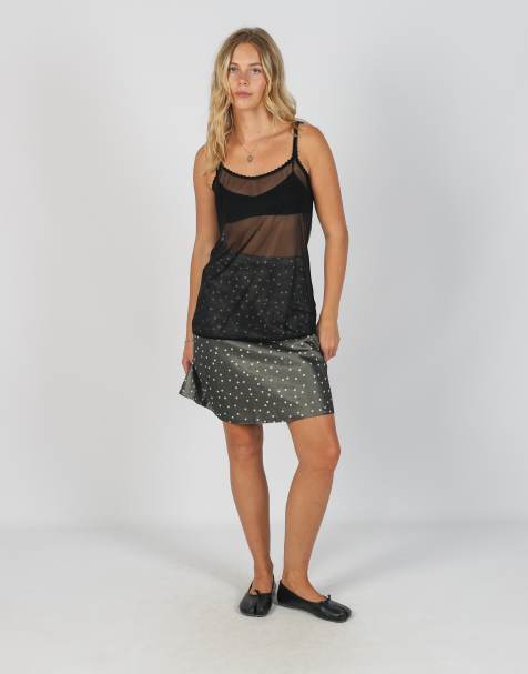 Vintage Fabrizio Lenzi XS woven mini skirt in charcoal grey - view 1