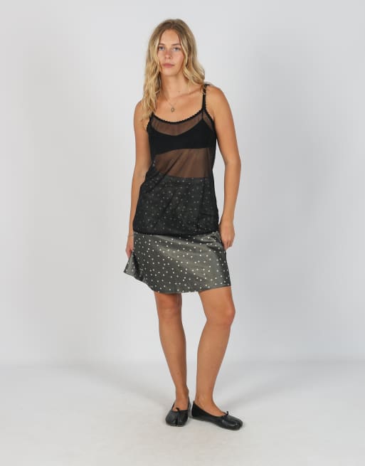 Vintage Fabrizio Lenzi XS woven mini skirt in charcoal grey, 1 of 4