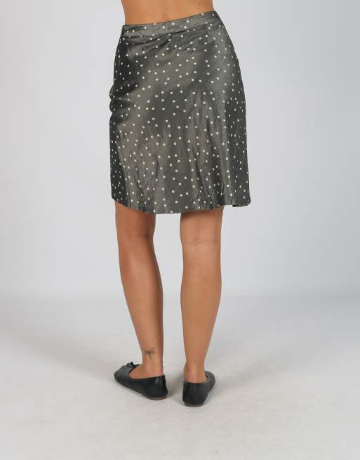 Vintage Fabrizio Lenzi XS woven mini skirt in charcoal grey, 4 of 4