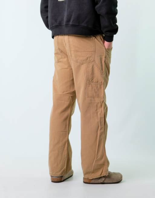 Vintage Faded Glory 32x30 Canvas Carpenter Baggy Jeans Tan