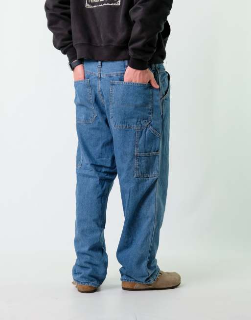 Vintage Faded Glory 36x30 Denim Carpenter Baggy Jeans Blue