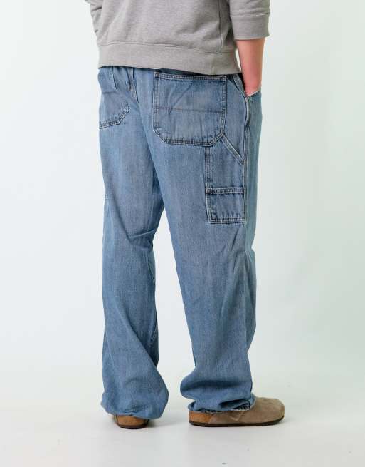 Vintage Faded Glory 38x34 Denim Carpenter Baggy Jeans Blue