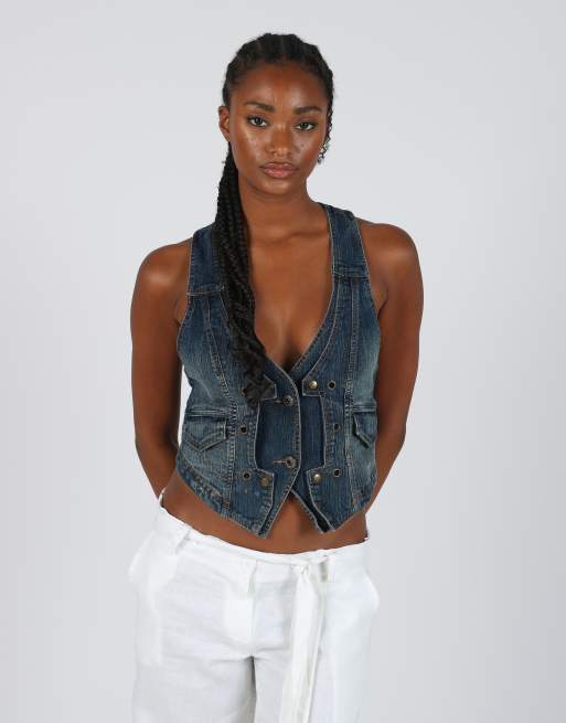 Vintage Fantasy M woven vest in blue